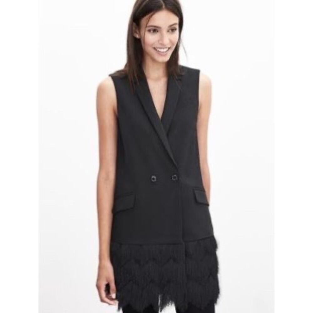 BANANA REPUBLIC | Long Fringe Wool Vest | 4